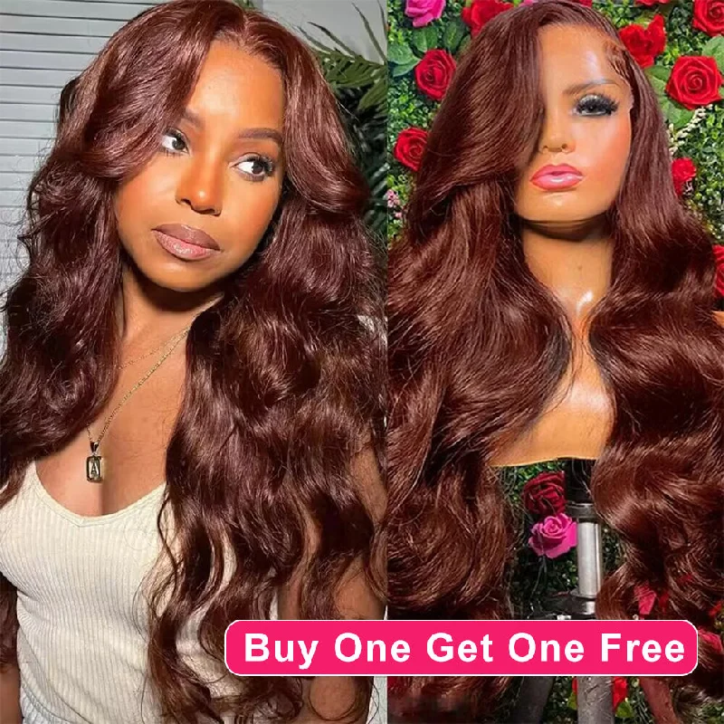 real person hair ring historic craft-BOGO DEAL ! Hot Star Reddish Brown Color 13x4 Lace Front Human Hair Wig