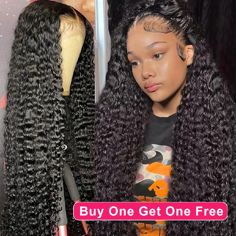 real person hair ring trendy band-BOGO DEAL ! Hot Star HD Transparent 5x5 13x6 Lace Front Closure Human Hair Wigs Jerry Curly