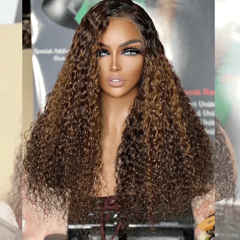 real person hair ring burlap band-Hot Star Hairstylist Works 4x6 Glueless Closure 4x6 Ready To Go Human Hair Wigs Curly 13x6 Lace Front Mixed Ombre Brown Colored Wigs Full And Bouncy