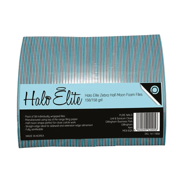 Halo Elite Zebra Half Moon Foam File 100/100 pack 50