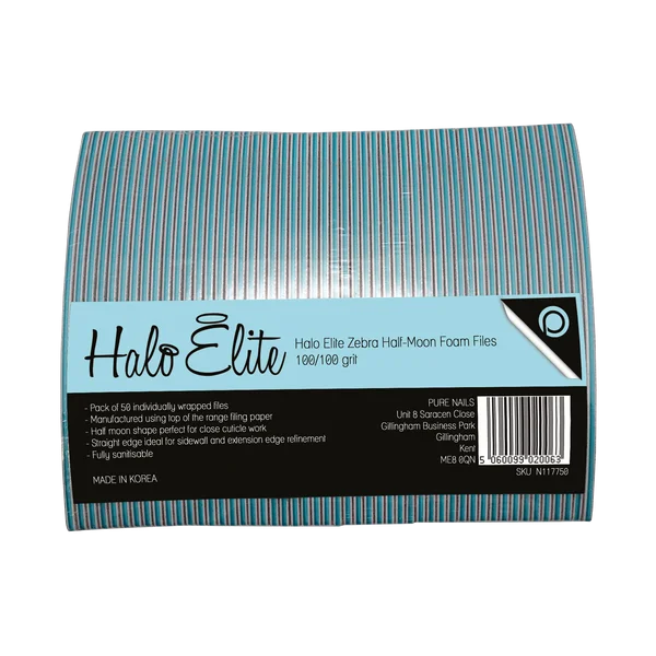 Halo Elite Zebra Half Moon Foam File 150/150 pack 50