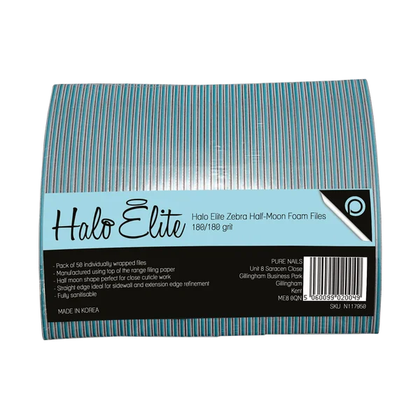 Halo Elite Zebra Half Moon Foam File 180/180 pack 50