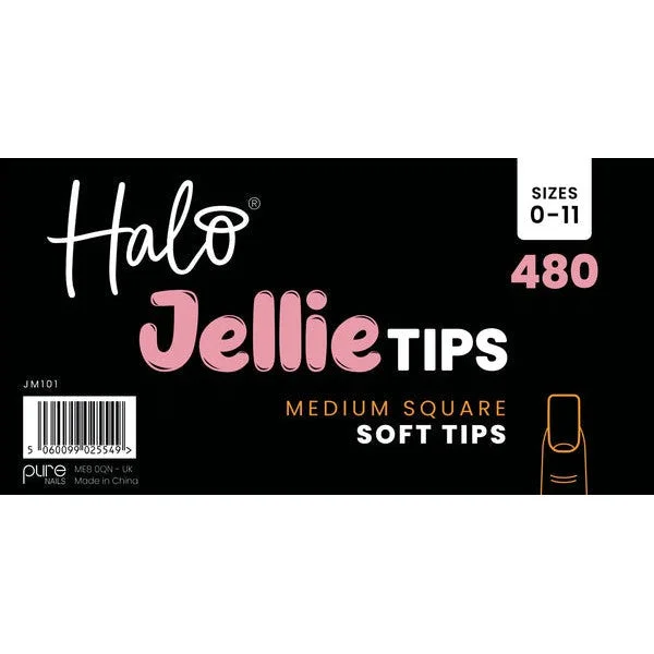 Halo Jellie Nail Tips 480s Medium Square, Sizes 0-11, Mixed Sizes