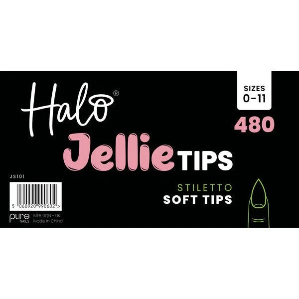 Halo Jellie Nail Tips 480s Stiletto, Sizes 0-11, Mixed Sizes