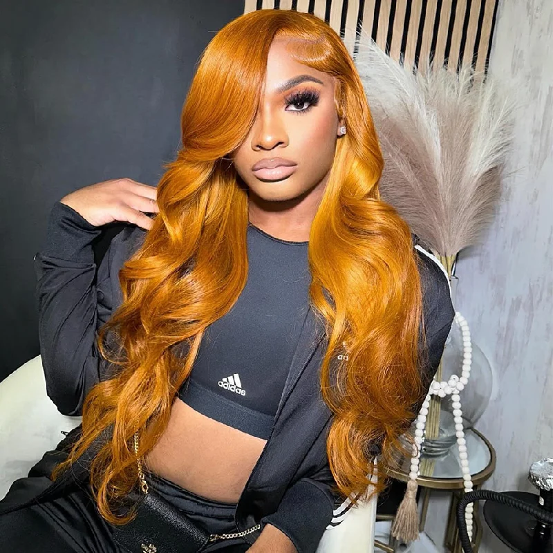 real person hair ring denim craft-Hot Star 180% Density Customized Ginger Cuppa Colored 5x5 13x6 Lace Closure Front Wig  6x4 Ready Go Human Hair Wigs