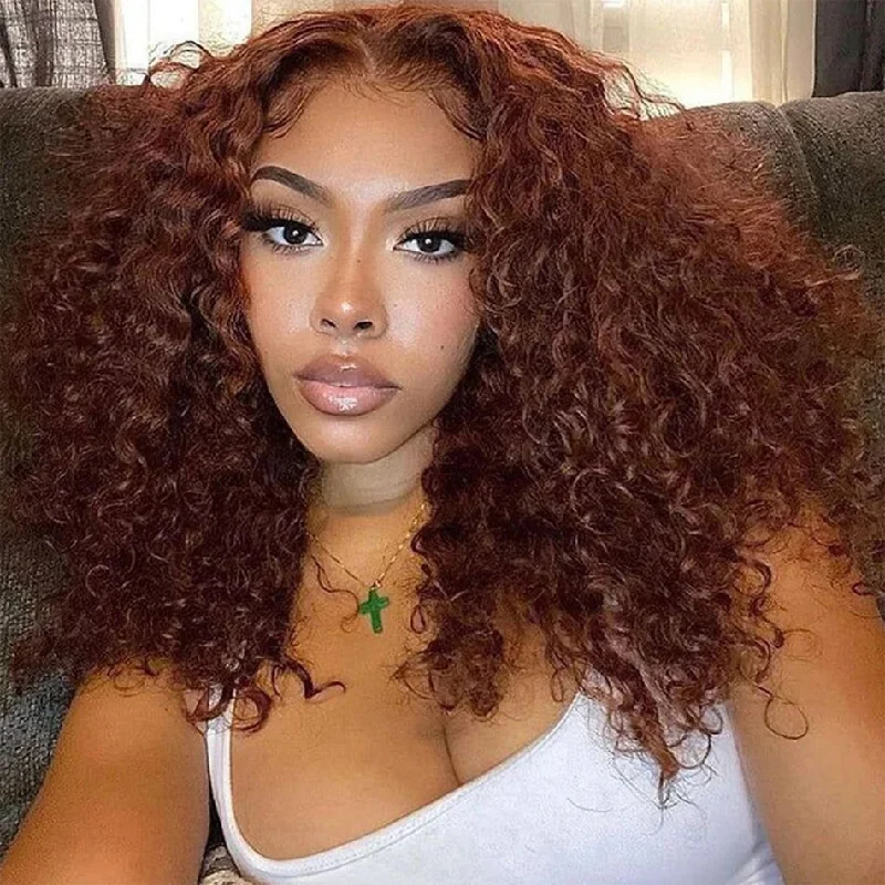 real person hair ring woodland craft-Hot Star 180% Density Reddish Brown Colored Short BOB 13x6 Lace Front Wig 6x4 Glueless Ready To Go Human Hair Wigs Jerry Curly