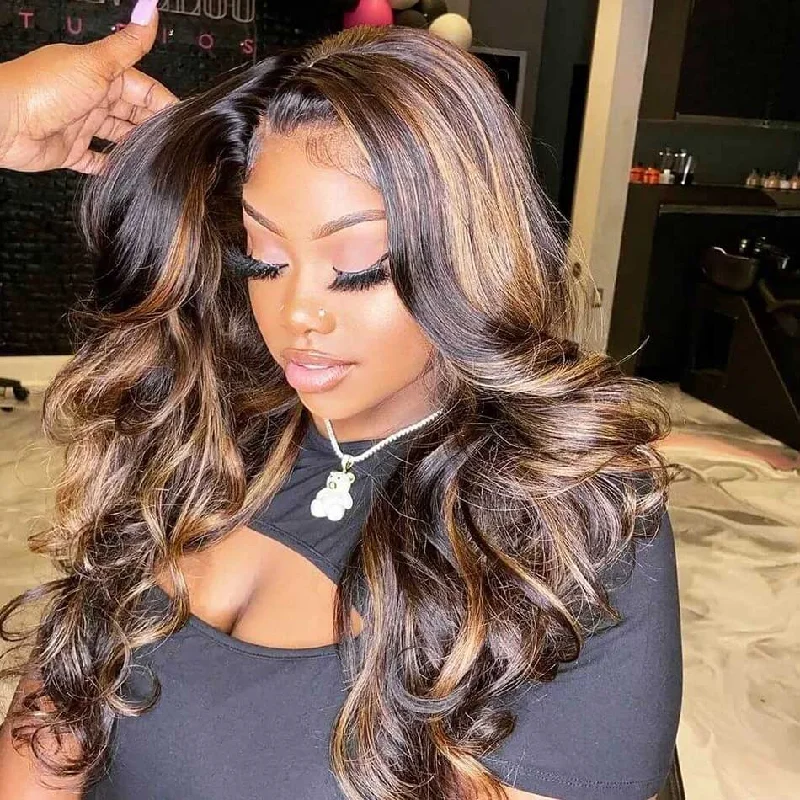 real person hair ring sophisticated craft-Hot Star 1B/30# Highlight Blonde Colored 5x5 13x6 Lace Front Closure Wig 4x6 Glueless Ready To Go Human Hair Wigs Body Wave