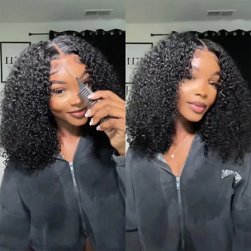 real person hair ring satin detail-Hot Star 6x4 Glueless Lace Closure Wig Curly Human Hair Wigs Ready To Wear