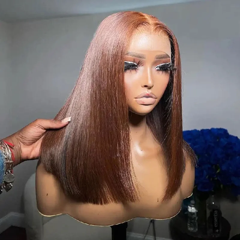 real person hair ring delicate ring-Hot Star Elegent Brown Colored 13x6 Lace Front Wig 4x6 Glueless Lace Closure Ready To Wear Human Hair Wigs