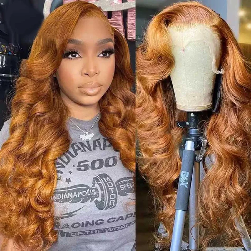 real person hair ring innovative band-Hot Star Ginger Blonde Colored 5x5 13x6 Lace Front Closure Wig 4x6 Glueless Ready To Go Human Hair Wigs Body Wave