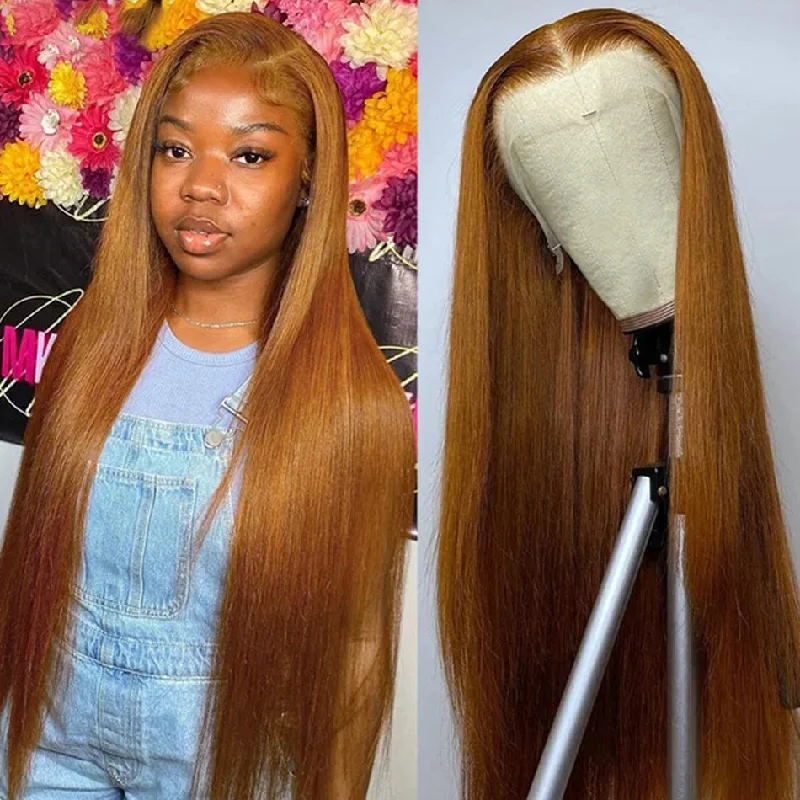 real person hair ring traditional craft-Hot Star Ginger Blonde Colored 5x5 13x6 Lace Front Closure Wig 4x6 Glueless Ready To Go Human Hair Wigs