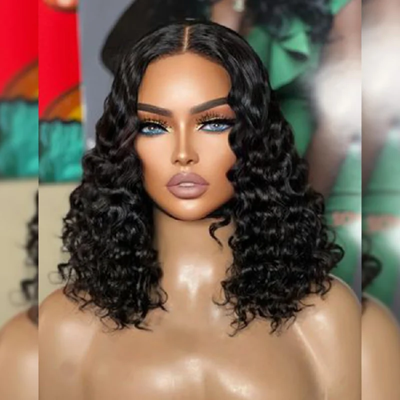 real person hair ring tradition band-Hot Star Hairstyle Works 180% Density BOB HD Transparent 13x6 Lace Front Wig 6x4 Glueless Ready Go Human Hair Wig Deep Wave