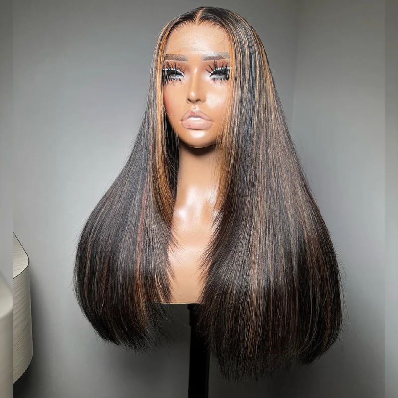 real person hair ring safari ring-Hot Star Hairstyle Works Highlight 1B/30# Colored 13x6 Lace Front Wig 6x4 Glueless Lace Closure Ready To Wear Human Hair Wigs