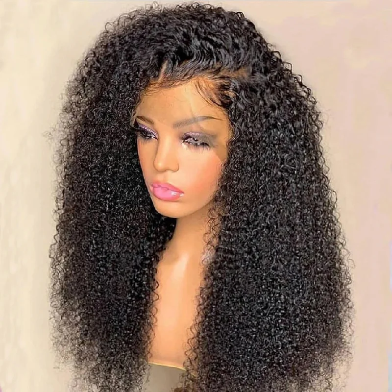 real person hair ring artisan band-Hot Star HD Transparent 5x5 13x6 Lace Front Closure Afro Kinky Curly Human Hair Wigs