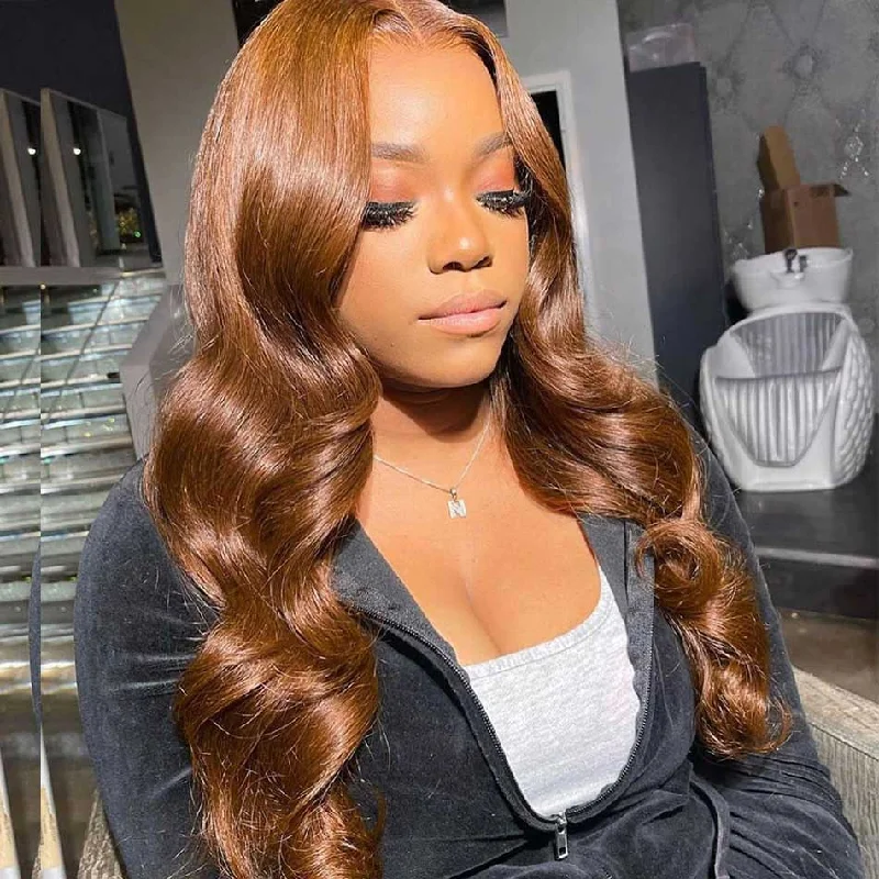 real person hair ring powerful ring-Hot Star Light Brown Colored 5x5 13x6 Lace Front Closure Wig 4x6 Glueless Ready To Go Human Hair Wigs Body Wave