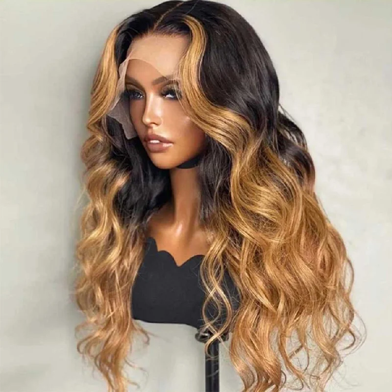 real person hair ring contemporary craft-Hot Star Ombre 1B/27 5x5 13x6 Lace Front Closure Wig 4x6 Glueless Ready To Go Human Hair Wigs