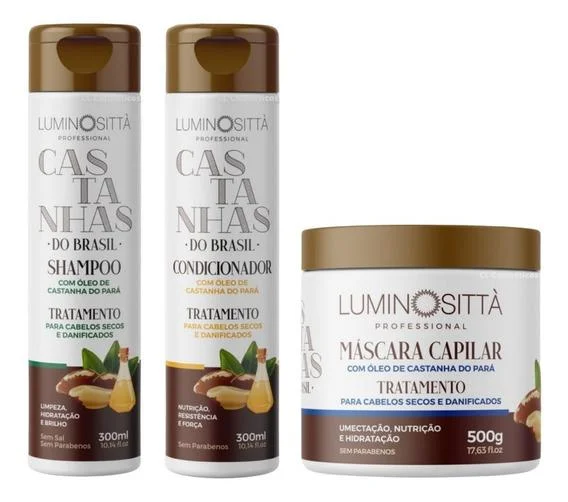 Luminositta Treatment for dry and damaged hair - Shampoo Conditioner and Hair Mask with Brazil Nut oil