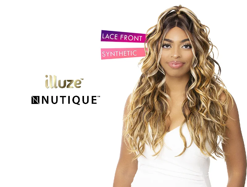 Synthetic wigs for breakdance-NUTIQUE ILLUZE SYNTHETIC HAIR HD LACE WIG - LOOSE WAVE 27"