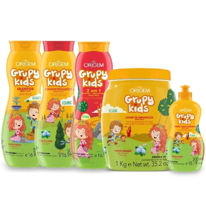 Grupy Kids Adeus Frizz Curly Hair Treatment Anti Frizz Vegan Kit 5 Itens - Nazca