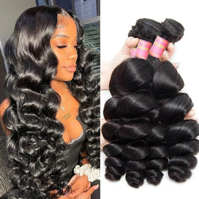 real person hair ring fun ring-Klaiyi Loose Wave Virgin Hair Weave 2/3 Bundles Deals Unprocessed Human Hair Extensions Flash Sale