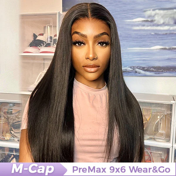 real person hair ring peak craft-OQ HAIR M-cap Straight Wear Go Wigs Pre Cut 9x6 HD Lace Bleached Knots Glueless Wigs Human Hair Tiny Knots Pre Plucked Hairline