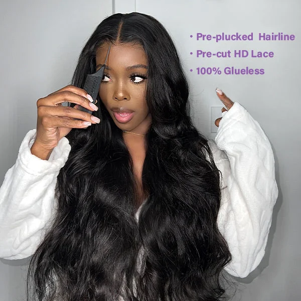 real person hair ring jetsetter craft-OQHAIR 100% Glueless Wear Go Wig Pre-cut Lace Undetectable 4x6 HD Lace Wigs Preplucked with Natural Hairline Bleached Knots Human Hair Wigs