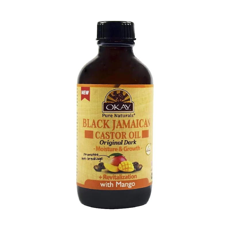 Natural hair care for sleek coily hair-OKAY 4 oz Black Jamaican Castor Oil Original Dark - Mango