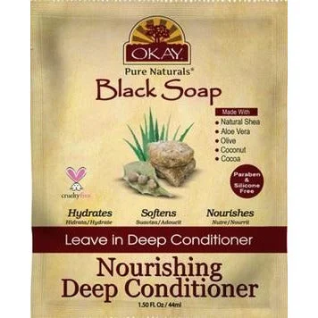 Organic hair care for curl restoration-Okay Black Soap Nourishing Leave-In Conditioner Packets (12 Pack)