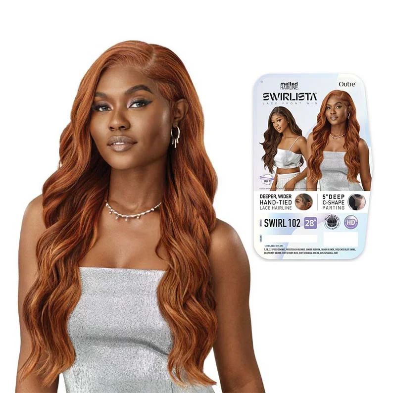 Synthetic wigs for nature walks-OUTRE Melted Hairline Swirlista Glueless Synthetic 5" Deep Parting HD Lace Front Wig - SWIRL 102