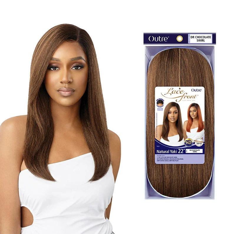 Synthetic wigs for indie gigs-OUTRE Synthetic Hair HD Lace Front Wig - NATURAL YAKI 22"