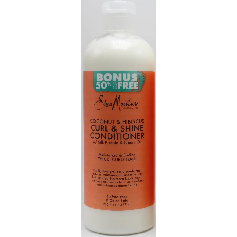 Hair care for dry coily bouncy hair-Shea Moisture Coconut & Hibiscus Curl & Shine Conditioner, 19.5 Oz