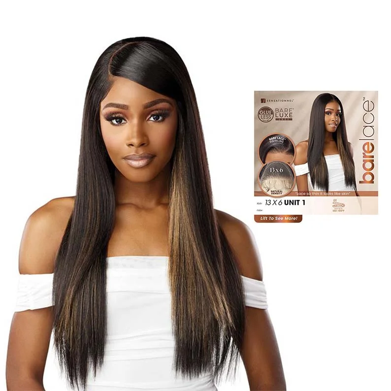 Synthetic wigs for lazy wear-SENSATIONNEL Bare Lace Glueless Synthetic Extra Transparent Luxe 13X6 Lace Front Wig - 13X6 UNIT 1