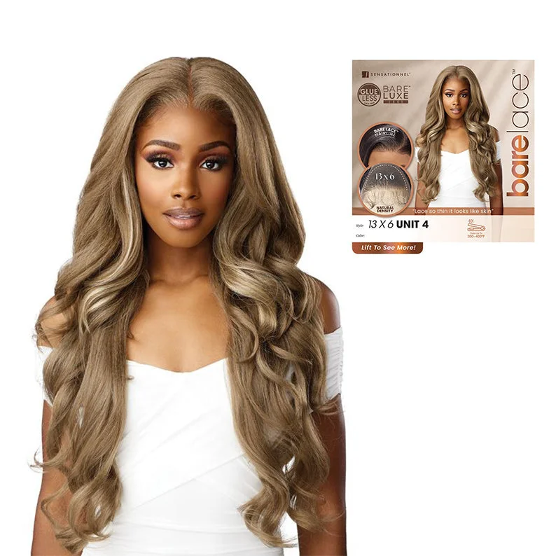 Smooth synthetic wigs edged-SENSATIONNEL Bare Lace Glueless Synthetic Extra Transparent Luxe Lace Front Wig - 13X6 UNIT 4