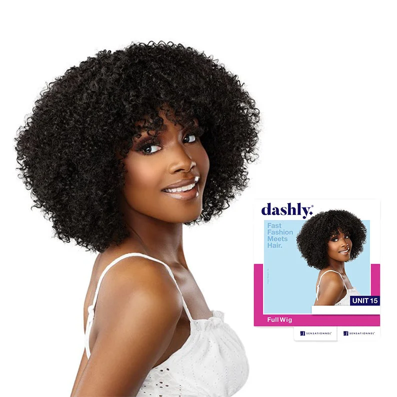 Synthetic wigs for rock raves-SENSATIONNEL Dashly Synthetic 5" Deep Lace Parting Front Curly Bob Full Wig - UNIT 15