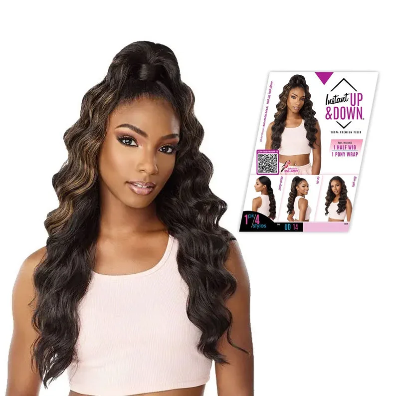 Synthetic wigs for indie style-SENSATIONNEL Instant Up & Down Pony Wrap Synthetic Hair Half Wig UD 14