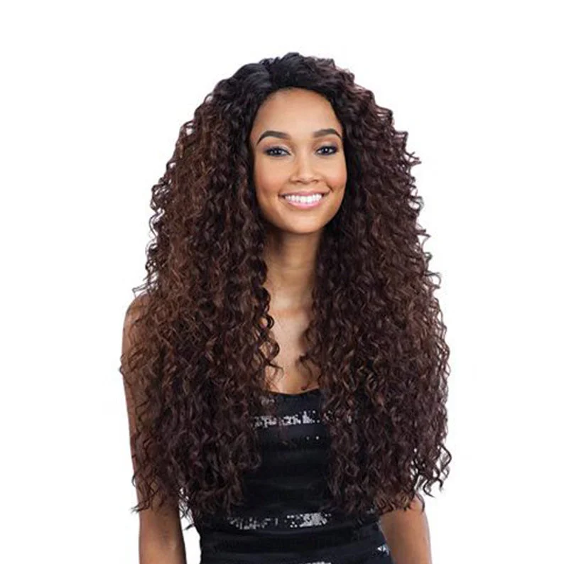 Synthetic wigs for blues gigs-SHAKE N GO Freetress Equal Synthetic Hair Lace Deep Invisible L Part Lace Front Wig KITRON