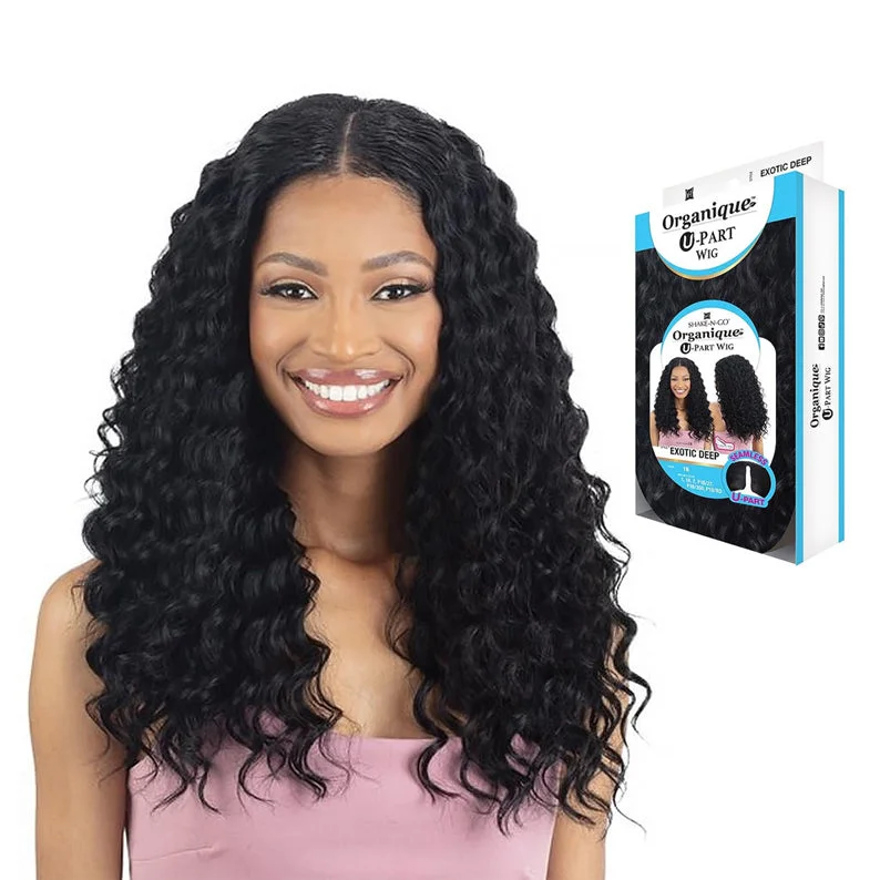 Synthetic wigs with pin clips-SHAKE N GO Organique Synthetic Hair U Part Wig - EXOTIC