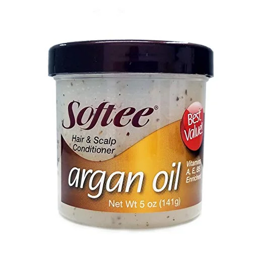 Hair care routine for oily kinky curls-Softee Argan Hair & Scalp Conditioner 5 OZ