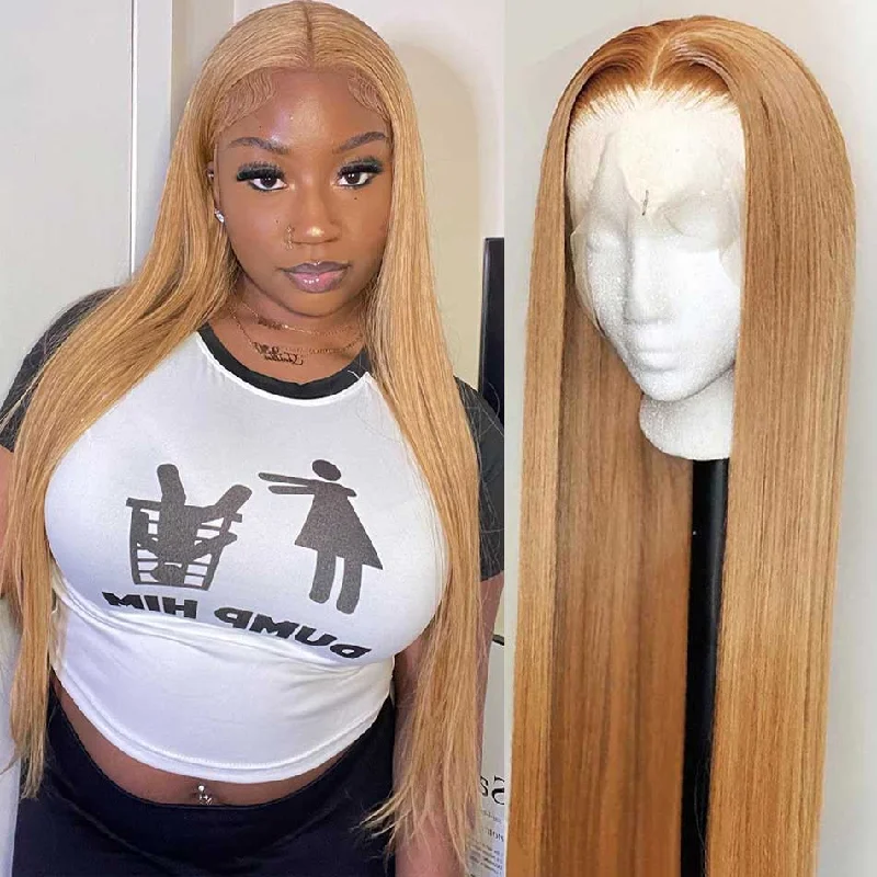 real person hair ring lasting ring-SUPER DEAL ! Hot Star Honey Blonde Colored 13x6 Lace Front Human Hair Wigs