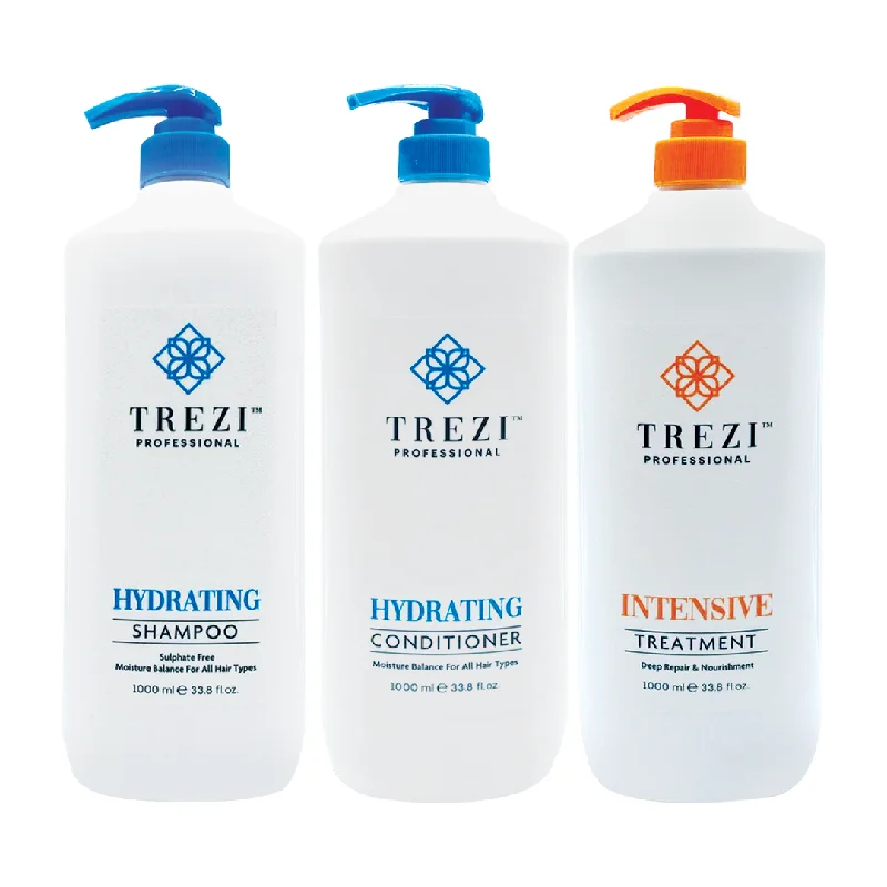 Trezi Hydrating Shampoo, Conditioner & Intensive Treatment Trio 1 Litre